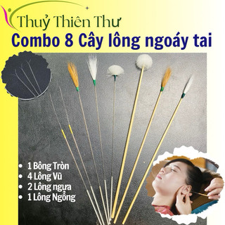  8 cây lông se tai ngoáy tai  2 đuôi ngựa kim loại 2 vũ kim loại 1bông,1 lông ngỗng,2vũ tre  