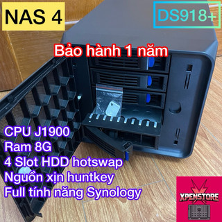 Nas 4 bay J1900 CPU 4 core 2.0Ghz, Xpenology DS918+ DSM 7.2(Vỏ Case New full box, có nắp chắn bụi)