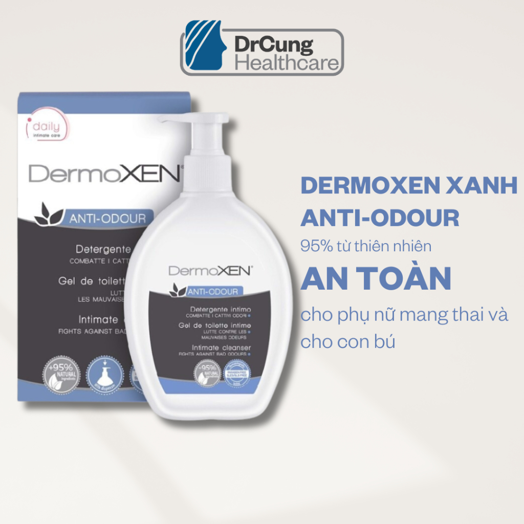 Bác Sĩ Cung Dung Dịch Vệ Sinh Dermoxen Anti Odour (Dermoxen Xanh) - Vệ Sinh Vùng Kín, Phòng Nấm Ngứa, Khô Rát (200Ml)