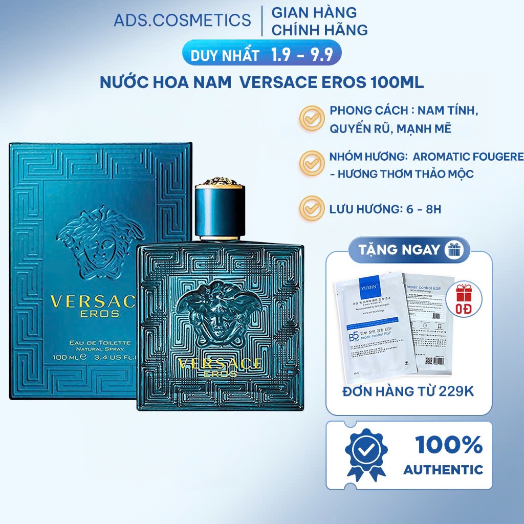 Nước hoa nam cao cấp chính hãng VERSACE EROS 100ml hương thơm nam tính lịch lãm cuốn hút