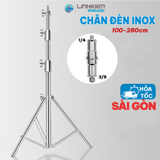 Chân Đèn Inox 100 – 280cm Loại Tốt chịu tải 10kg 2.8M 70-200cm cho Đèn Led Live Studio Chuyên Nghiệp
