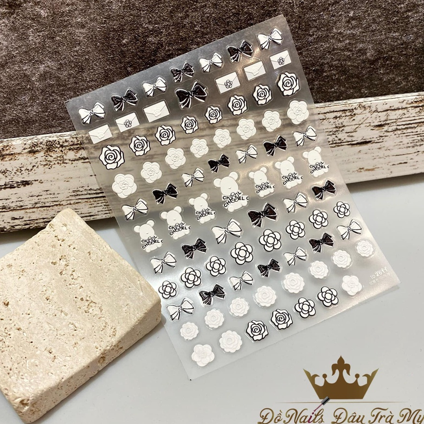 Sticker lụa tomoni gấu và nơ