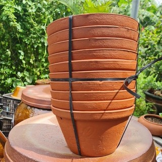  Chậu đất nung - Combo 5c - 10c mỏng nhẹ sần sùi: miệng 22 cao 13 
