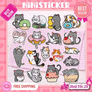 Iron Patch, Miếng Ủi Thêu Quần Áo, Sticker Vá Đồ Rách Mèo Con Tinh Nghịch Cat Kitten Ninisticker