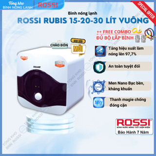 Bình nước nóng gián tiếp Rossi Rubis 15-20-30 LÍT VUÔNG - RRS15-20-30 SQ, bảo hành 07 năm toàn quốc
