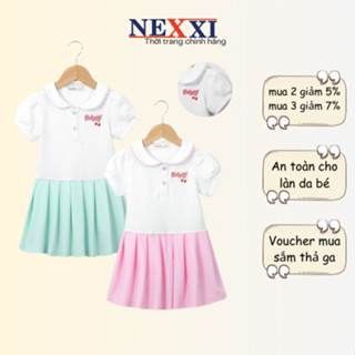 Đầm Thun Polo Bé Gái Xếp Ly Thêu Chữ Babygirl Nexxi