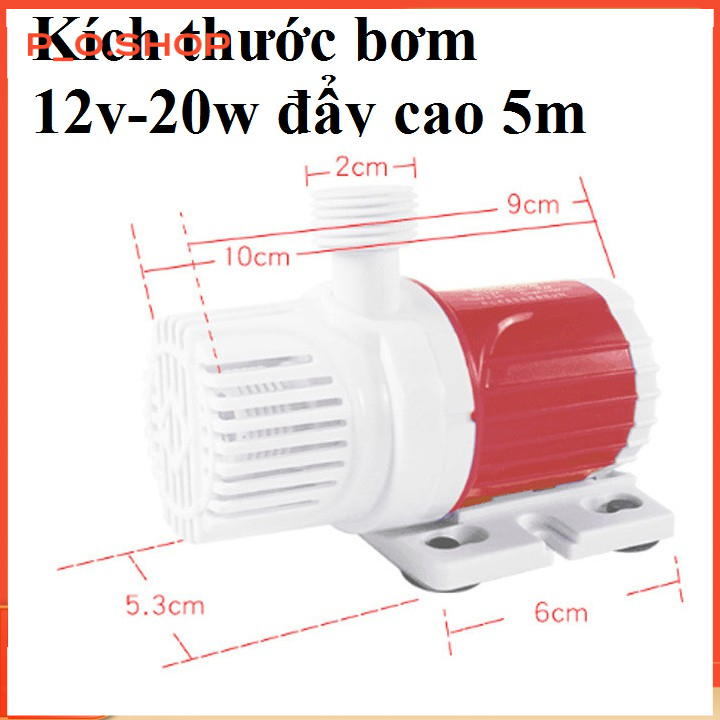 【🔥Rẻ】DC12V 20W 1000L/H Bơm nước DC không chổi than Circulating Pump Silent Mini Submersible Bơm gia 