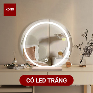 Gương để bàn trang điểm có led/không led, hiệu XONO, bao bễ vỡ, nhiều kích thước, gương thủy soi nét, cảm ứng tắt mở
