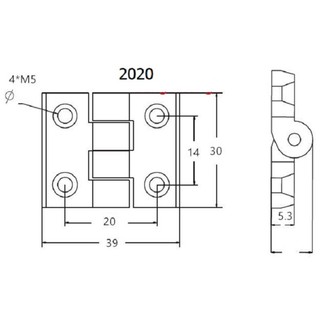 Bản lề cố định nhôm định hình 2020