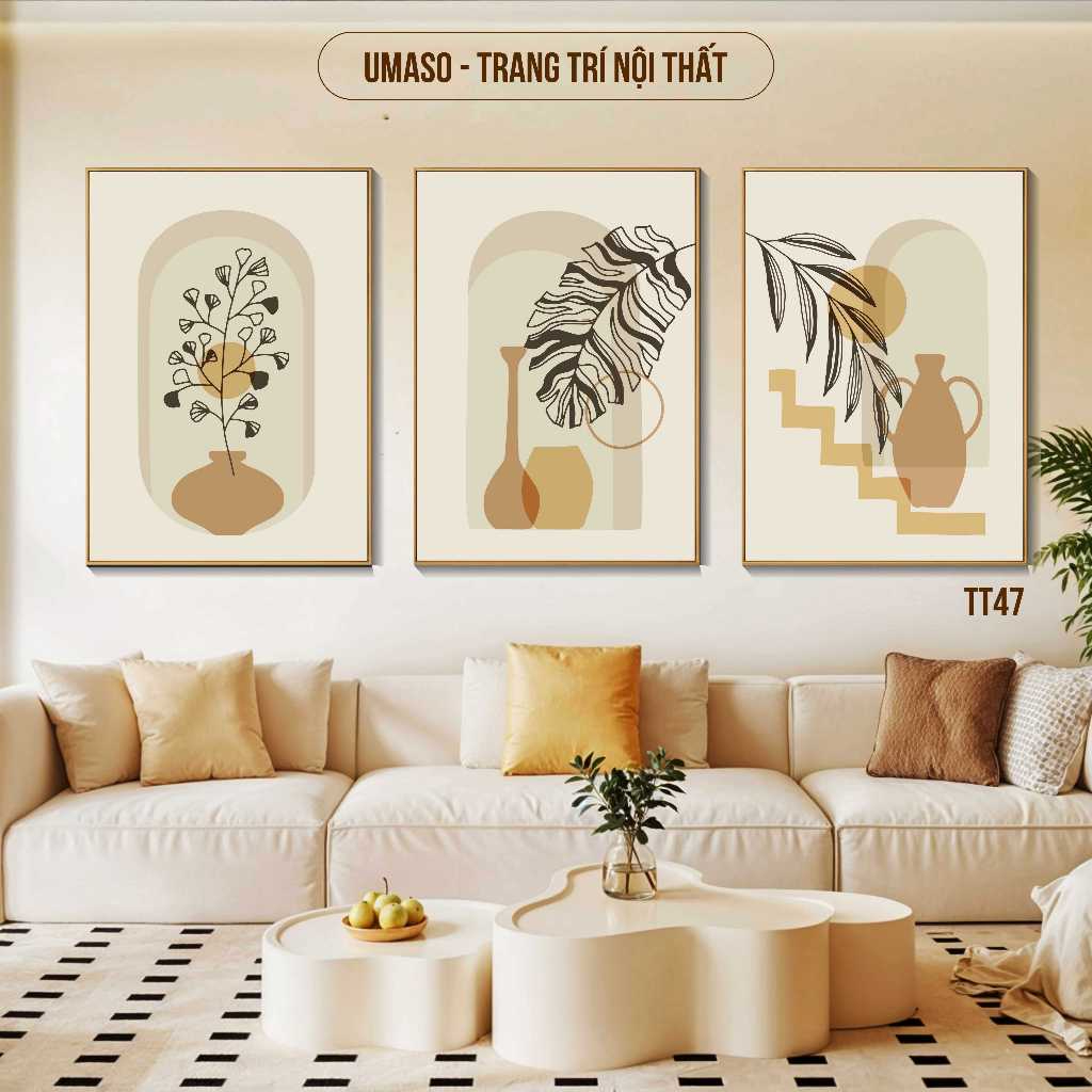 10 Mẫu Set 3 Tranh Treo Tường Canvas Vintage Trang Trí Phòng Khách Phòng Ngủ Phòng Làm Việc