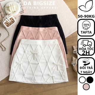 Dabigsize - Chân Váy Bigsize Nữ ,Chân Váy Chữ A Kiểu Đính Nơ Đi Chơi Sang Chảnh Chất Tafta Cao Cấp Cho Người Mập 50-90kg