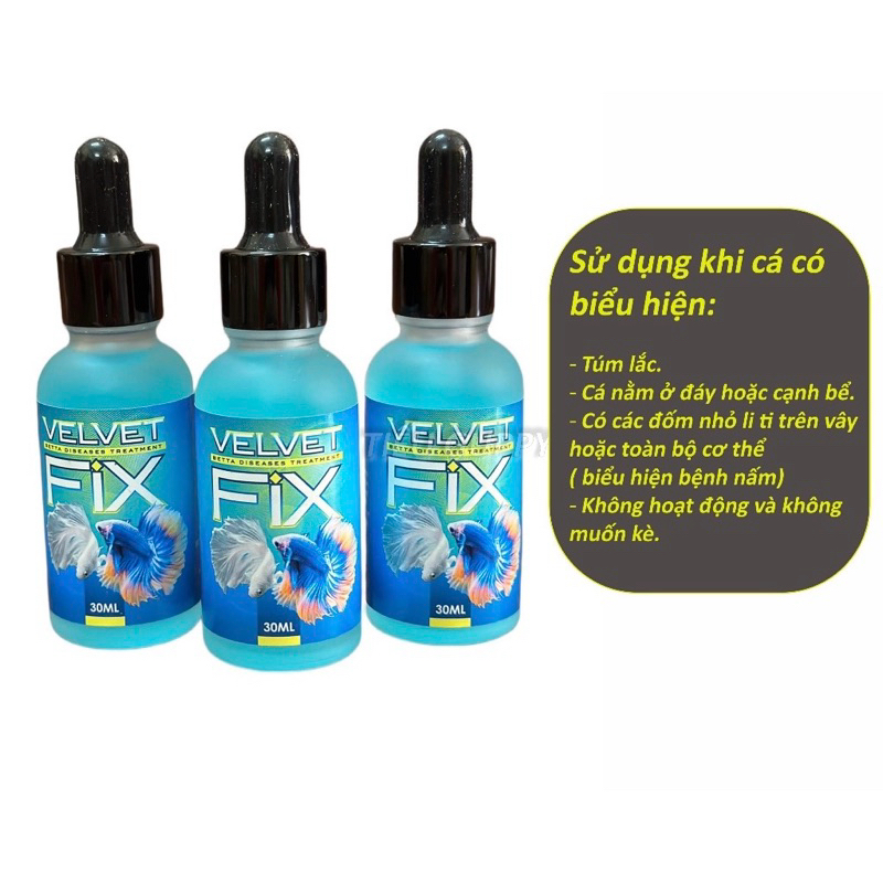 Thuỷ sinh cá petta - Dung dịch Velvet Fix - Chuyên xử lý và phòng nấm cho cá cảnh ( 30ml)