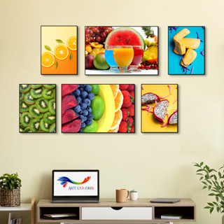 Set 6 tấm tranh gỗ dán tường HOA QUẢ- Tranh trái cây trang trí phòng ăn, nhà bếp, quán ăn