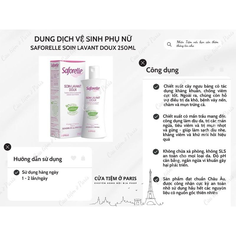 DUNG DỊCH VỆ SINH PHỤ NỮ SAFORELLE (bill Pháp)
