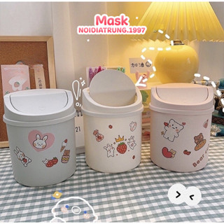 (Tặng Kèm Sticker) Thùng Rác Mini Để Bàn Sọt Rác Nhỏ Cute Dễ Thương Hộp Đựng Rác Có Nắp Loại Nhỏ