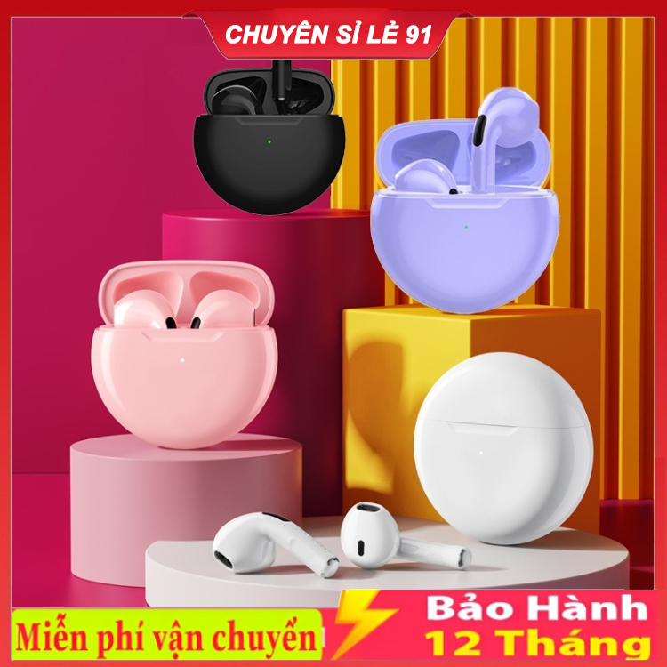 Tai nghe bluetooth không dây Pro 6 TWS có micro hỗ trợ tập thể thao