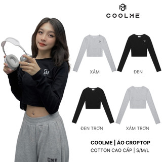 Áo croptop tay dài Coolme cotton cao cấp, áo thun ôm body dài tay nữ phong cách Hàn Quốc trẻ trung năng động - Cool