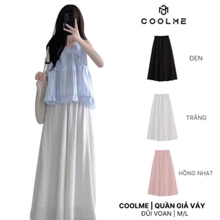 Quần dài ống rộng xèo nữ vải đũi voan hàng chuẩn 2 lớp Coolme, quần vải nữ ống suông bigsize dáng dài bồng giả váy -VOAN