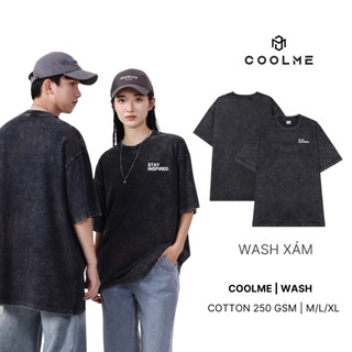 Áo thun wash unisex Coolme, áo phông wash nam nữ loang xám đen local brand basic form rộng