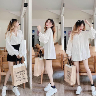 Áo sơ mi tay bồng cổ sen tiểu thư