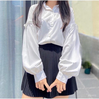 Áo sơ mi tay bồng cổ sen tiểu thư