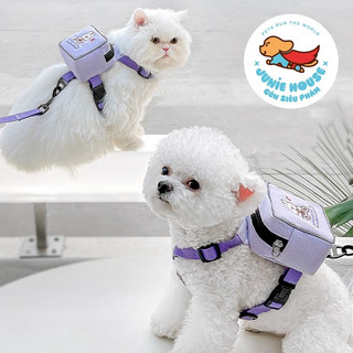 Balo con thỏ tím kèm dây dắt cho chó mèo