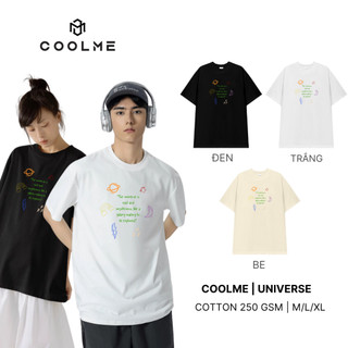 Áo thun nam nữ COOLME/UNIVERSE, áo phông unisex form rộng local brand chính hãng hình in cute màu đen trắng