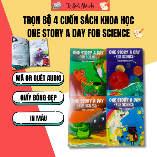 One Story A Day For Science, Trọn Bộ 4 Cuốn Sách Khoa Học, Có Qr Quét Audio Vô Cùng Tiện Lợi