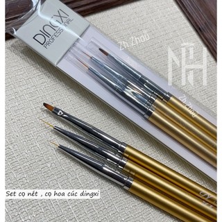Bộ cọ 3 cây Dingxi cao cấp, bộ cọ nét, bộ cọ hoa cúc, đắp gel