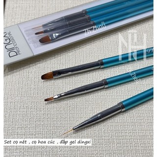 Bộ cọ 3 cây Dingxi cao cấp, bộ cọ nét, bộ cọ hoa cúc, đắp gel