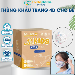  Thùng khẩu trang cho bé 4D KF94 300 cái An Tâm 4 lớp kháng khuẩn chống tia UV mang đi tiện lợi 