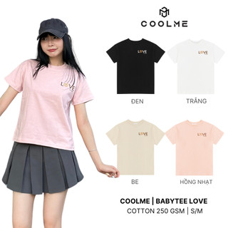 Áo baby tee nữ local brand Coolme, áo thun nữ babytee basic 100% cotton cao cấp màu be đen hồng trắng -LOVE