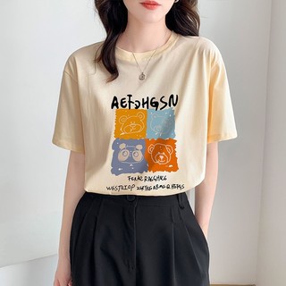 Áo phông nữ tay ngắn cổ tròn thun cotton in hình gấu dễ thương áo thun nữ bán chạy giá rẻ size M, L siêu hot thời trang