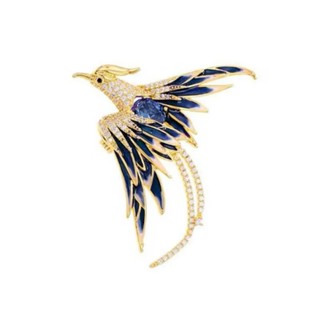 Ghim Cài Áo Hình Chim Phượng Hoàng Đính Pha Lê Tráng Men Cho Nam Nữ