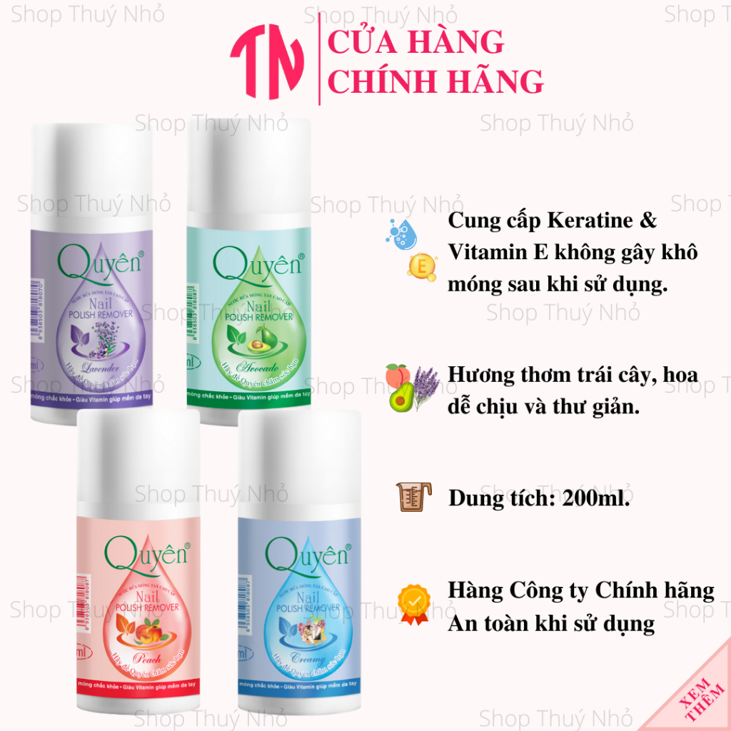 [HÀNG LOẠI 1] Acetone, axetone,nước tẩy,nước rửa móng tay cao cấp Quyên hương trái cây và hoa 125ml 