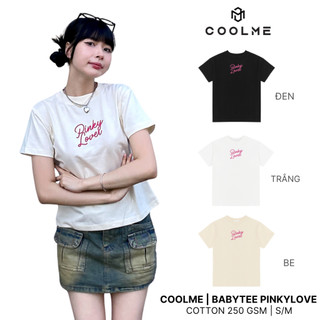 Áo baby tee nữ COOLME/PINKY, áo thun babytee basic 100% cotton 250gsm local brand hồng be trắng đen