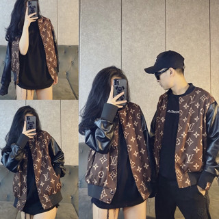 Áo bomber nam nữ phối tay da Lờ Vê Nâu siêu hottrend