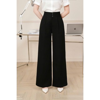  Quần ống rộng suông dài cạp cao đính 3 khuy mã Q34 