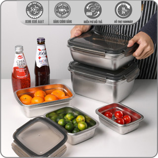 Hộp đựng thực phẩm Toshudo, hộp inox có nắp đạy kín, chống tràn