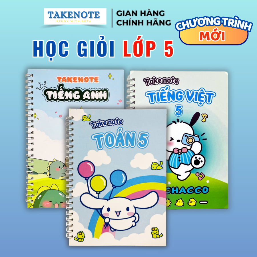[COMBO 3 CUỐN] Sổ Tay Takenote Lớp 5 Các Môn Toán, Anh, Tiếng Việt - Sổ Tay Kiến Thức Giúp Học Giỏi Lớp 5