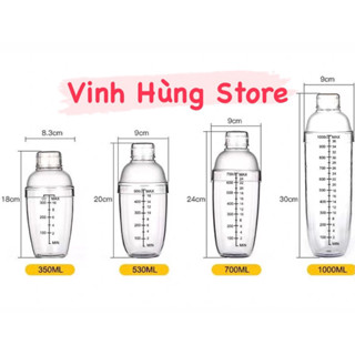 Bình Lắc Shaker Nhựa 350ML - 530ML - 700ML - 1000 ML ( Đã bao gồm nắp )