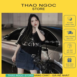Đầm thun chữ phối jean tay viền sọc kẻ hàng form rộng! (có sẵn, hình thật) THẢO NGỌC STORE