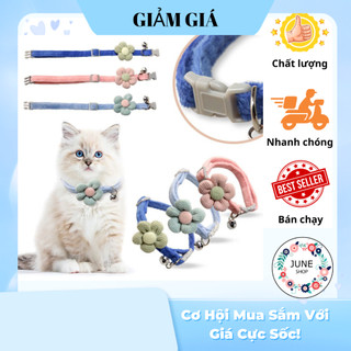 Vòng Cổ Cho Chó Mèo Thú Cưng Lông Nhung ⚡ Mềm Mại Thân Thiện Với Da Gắn Chuông Và Nơ Bông Hoa