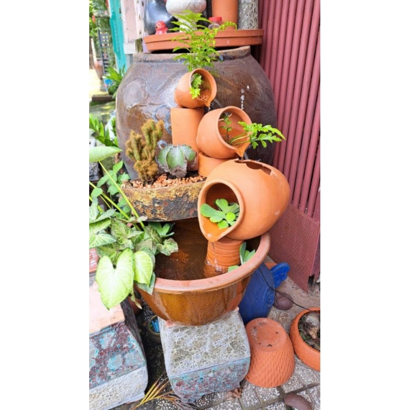 Chậu đất nung - chậu bình thác nước đủ sz  đã khoan lỗ sẳn để đi ống nước  