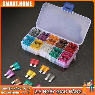 【🔥HCM】Bộ 100 Cầu Chì Ô Tô Các Loại Bộ Hồ Sơ Kích Thước Trung Loại Lưỡi Cầu Chì Ô Tô Xe Tải 2-35A Cầu Chì Có Hộp Kẹp