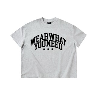  Áo thun WWYNSTU BOXY TEE big font xám tiêu cotton 250GSM vải đã qua xử lý co rút 