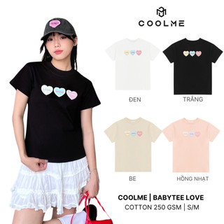 Áo baby tee nữ Coolme, áo thun babytee local brand hình trái tim cute 100% cotton cao cấp - HEART
