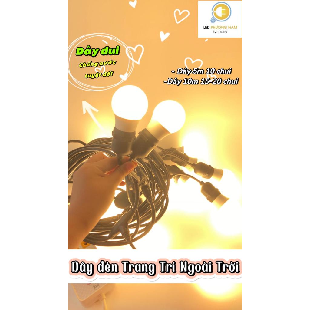 Dây Đuôi Đèn Chống Nước Trang Trí Ngoài Trời LOẠI 1,  5m 10đuôi / 10m 15đuôi / 10m 20đuôi / 10m 30đu