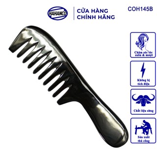 Lược Sừng Răng Thưa HAHANCO (Size:L-19cm) Chải Tóc Xoăn/ Xù/ Rối/ Mát Xa Đầu - COH145