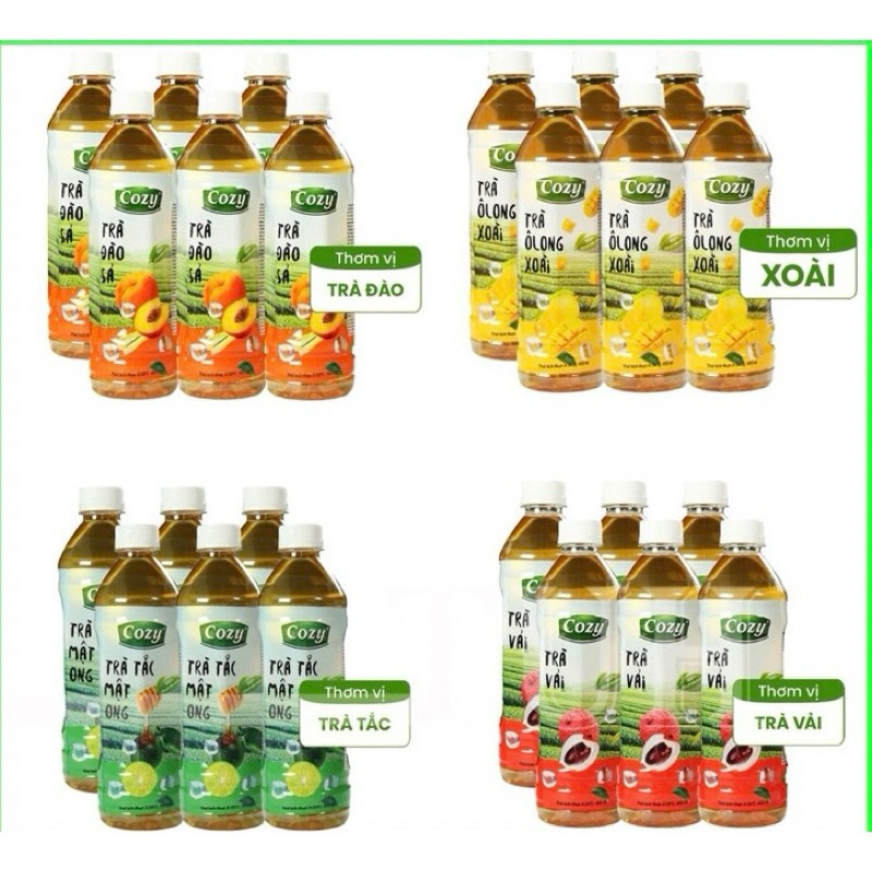 Lốc 6 chai Trà COZY nhiều vị 455ml